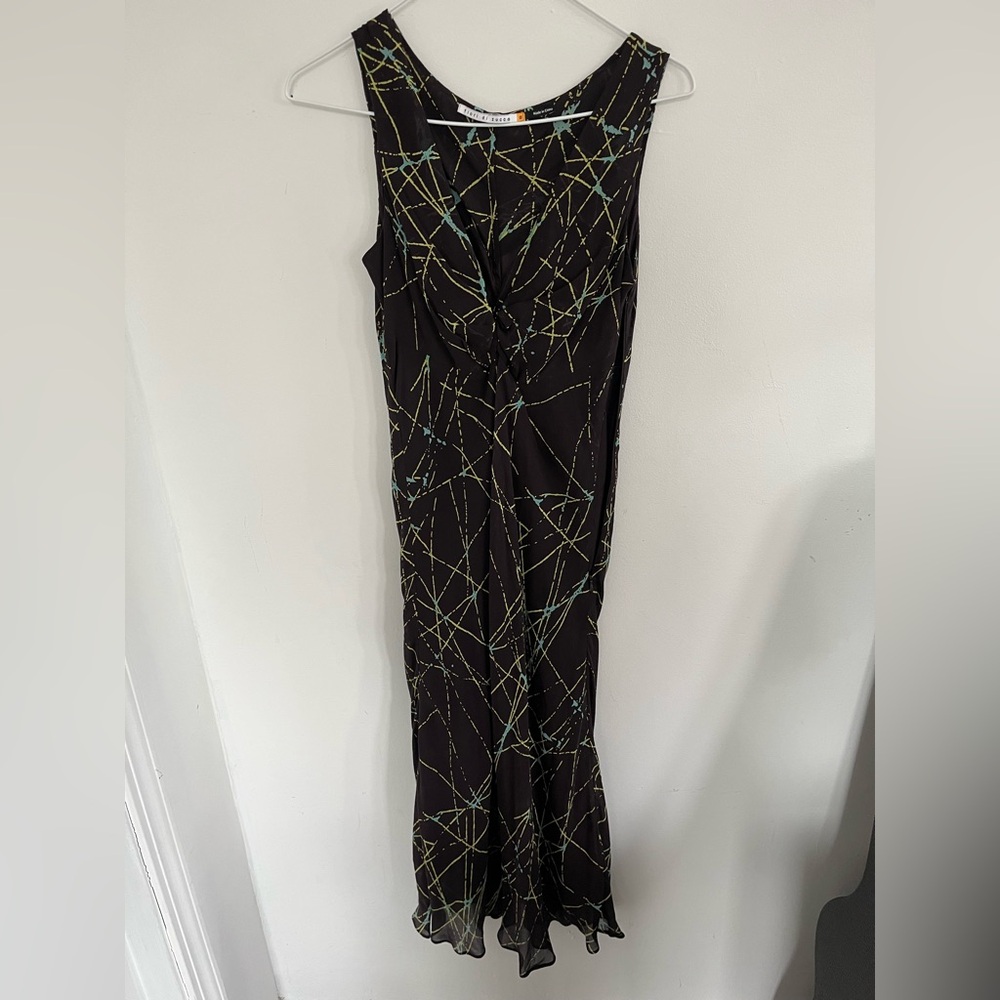 Fiori di Zucca Deep Purple 100% Silk Dress with Intricate Pattern